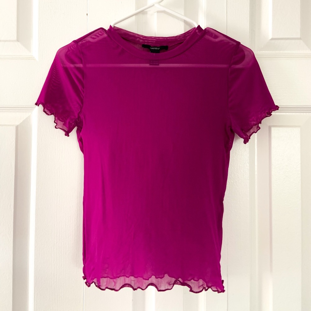 Sheer ruffle hem top